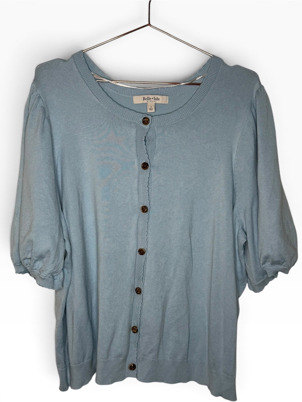 Torrid Belle Isle Blue Button-Front Puff Sleeve Top